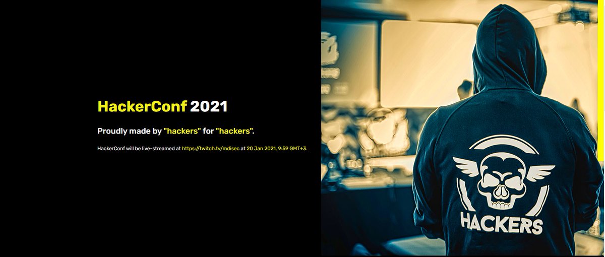 Helloooooo ❤️ 

HackerConf.stream 2021.1'i duyurmaktan mutluluk duyarım.

20 Ocak 2021 tarihinde Twitch üzerinden katılımın ücretsiz olacağı teknik anlamda deli dolu içeriklerin olacağı Online Siber Güvenlik Konferansı 🤘🚀

Duyurun, paylaşın, yayın dostlarım <3