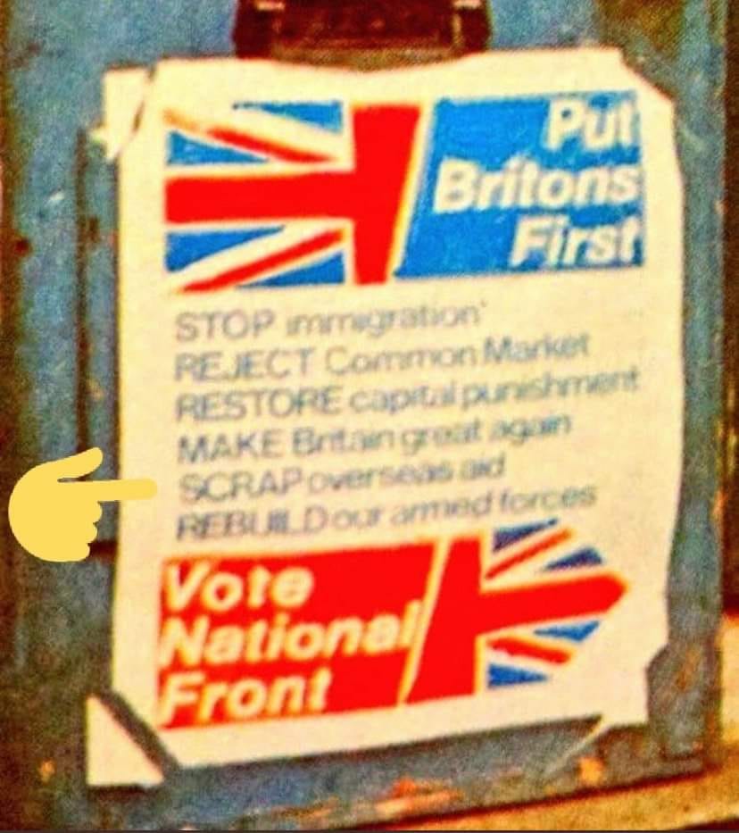 National Front 1970 

Tories 2020

Spot the difference?
(Me neither)

#brexit #NoDealBrexit #Ndeal #racism #UKIP #BorisJohnson