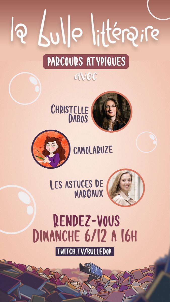 La bulle littéraire avec Christelle Dabos, Camolaruze et <a href="/MargauxsTips/">Margaux</a>
C’est maintenant sur twitch.tv/bulledop 👇 #labullelitteraire