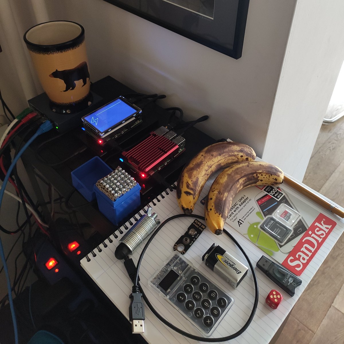6/ Fine tuning preparations- Use a dice from 'Mens-Erger-Je-Niet'- Get 2 bananas- Make a lot of coffee and use a large cup.- Play Heavy Metal provided by  @KINKpuntnl