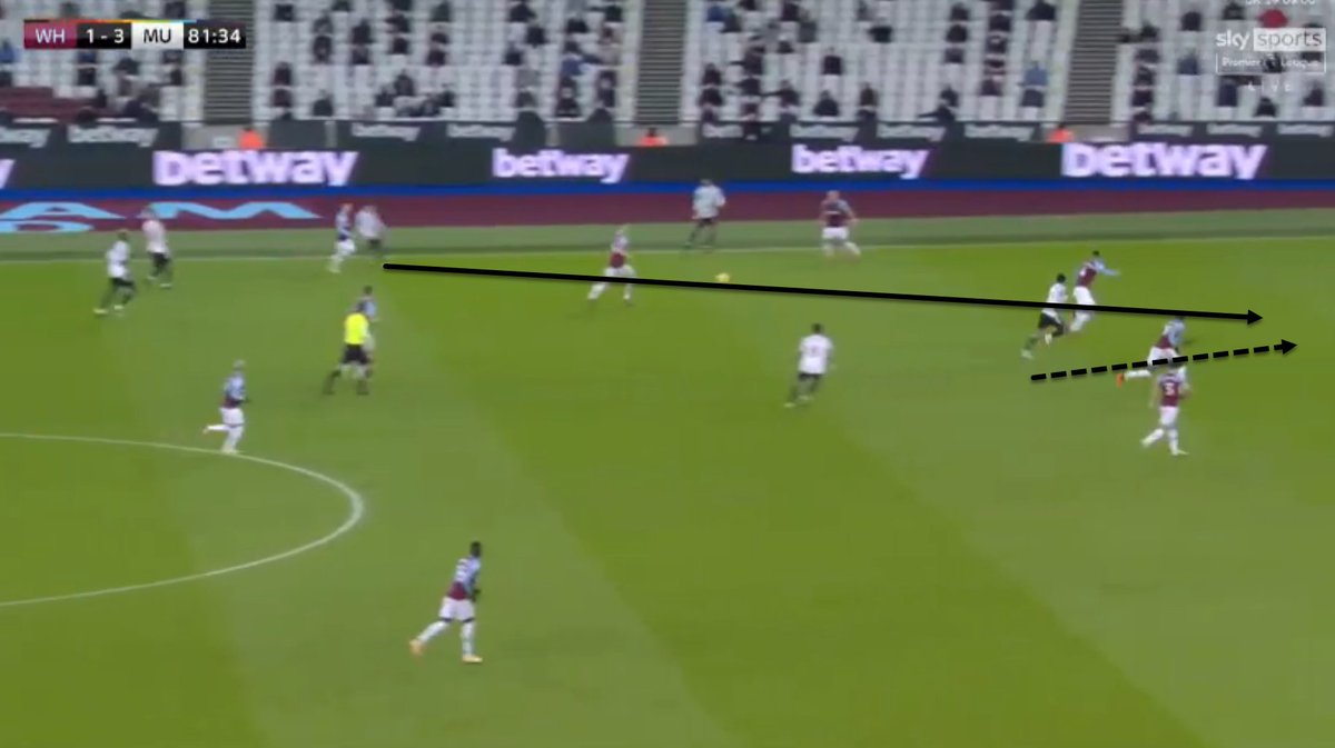 And as United began to get a grip on the match, the runs from Rashford begin to become infectious. As a side, if you begin to start playing passes in behind and you have that runner, others begin to offer similar. Bruno's run in behind led to our equaliser.