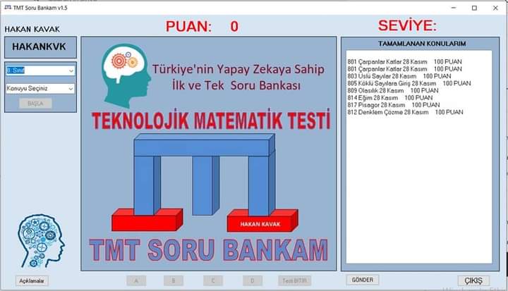 Uzaktan eğitime destek vermesi için TMT Soru Bankam uygulamasını kodlayıp  6000  soru arşiviyle beraber 7. Ve 8. Sınıf öğrencilerimizin kullanımına sunduk.  

#UzaktanDegilManisadanEgitim
<a href="/sergurb/">serkan gürbüz</a> <a href="/umit_clskn/">umit_clskn</a> <a href="/tanerYR/">tanER</a> <a href="/kanyilmazcengiz/">Cengiz Kanyılmaz</a> <a href="/KodlamanisaS/">Bilişim Öğretmeni</a>