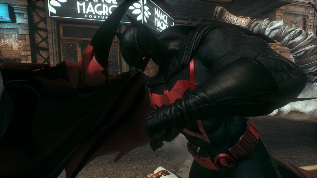 thefullmoon3's tweet photo. 無料の新コスチュームきてたんですね(*´ω ` *) #BatmanArkhamKnight #ArkhamPhotoMode #PS4share https://t.co/7LtdVK7475