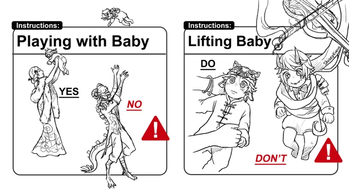 Baby instructions 101:
Lady Thirteen &amp; baby Sparrow vs Bone Flute/Inferno Sonata &amp; baby Keyboard

#IdentityVfanart 