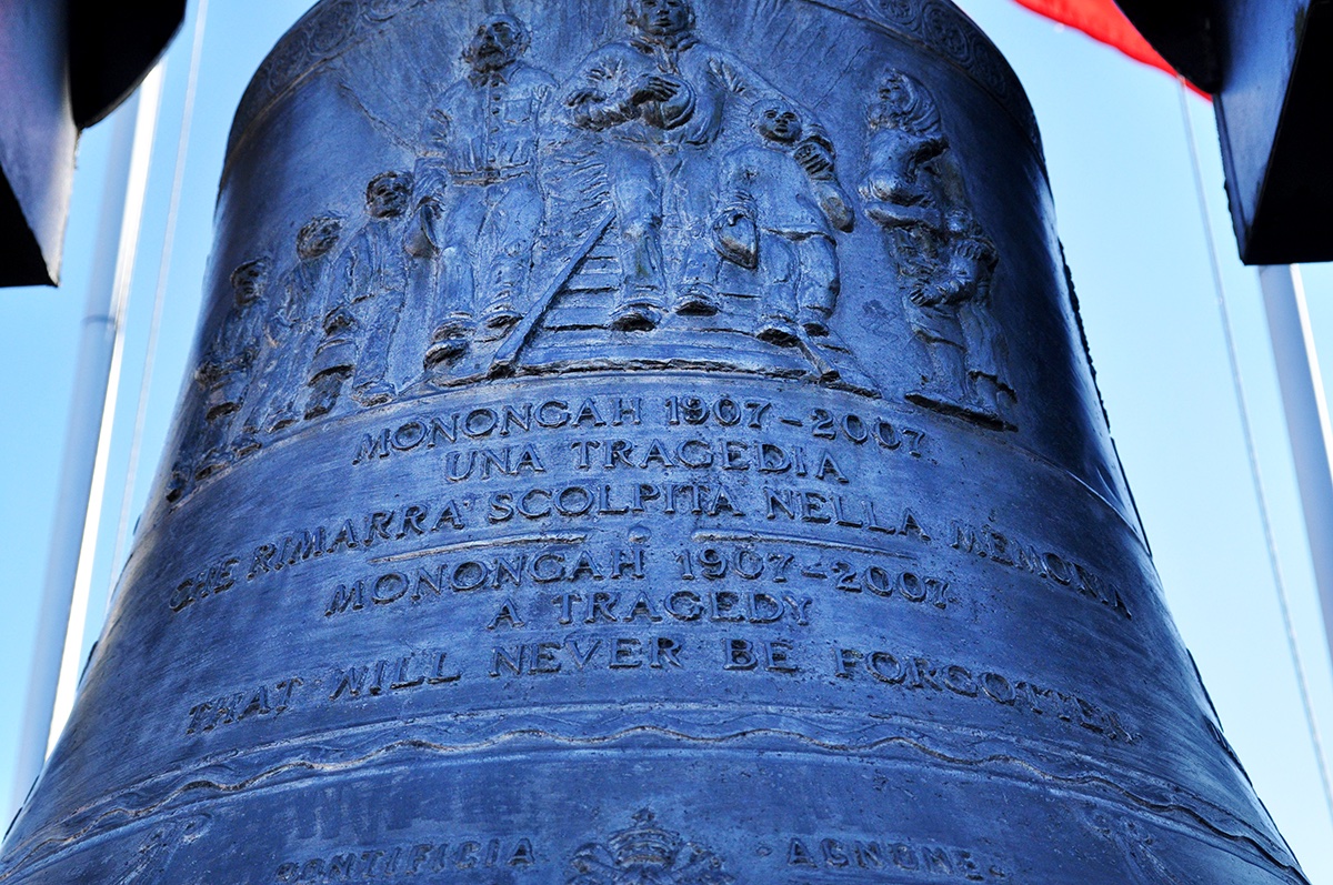 In the town of Monongah there are statues, plaques, and this bell beside city hall which rings each year at the time of the explosion, at around this time, just after 10 am. These things were mostly funded/gifted by Italians, so that we might remember what they never forgot.