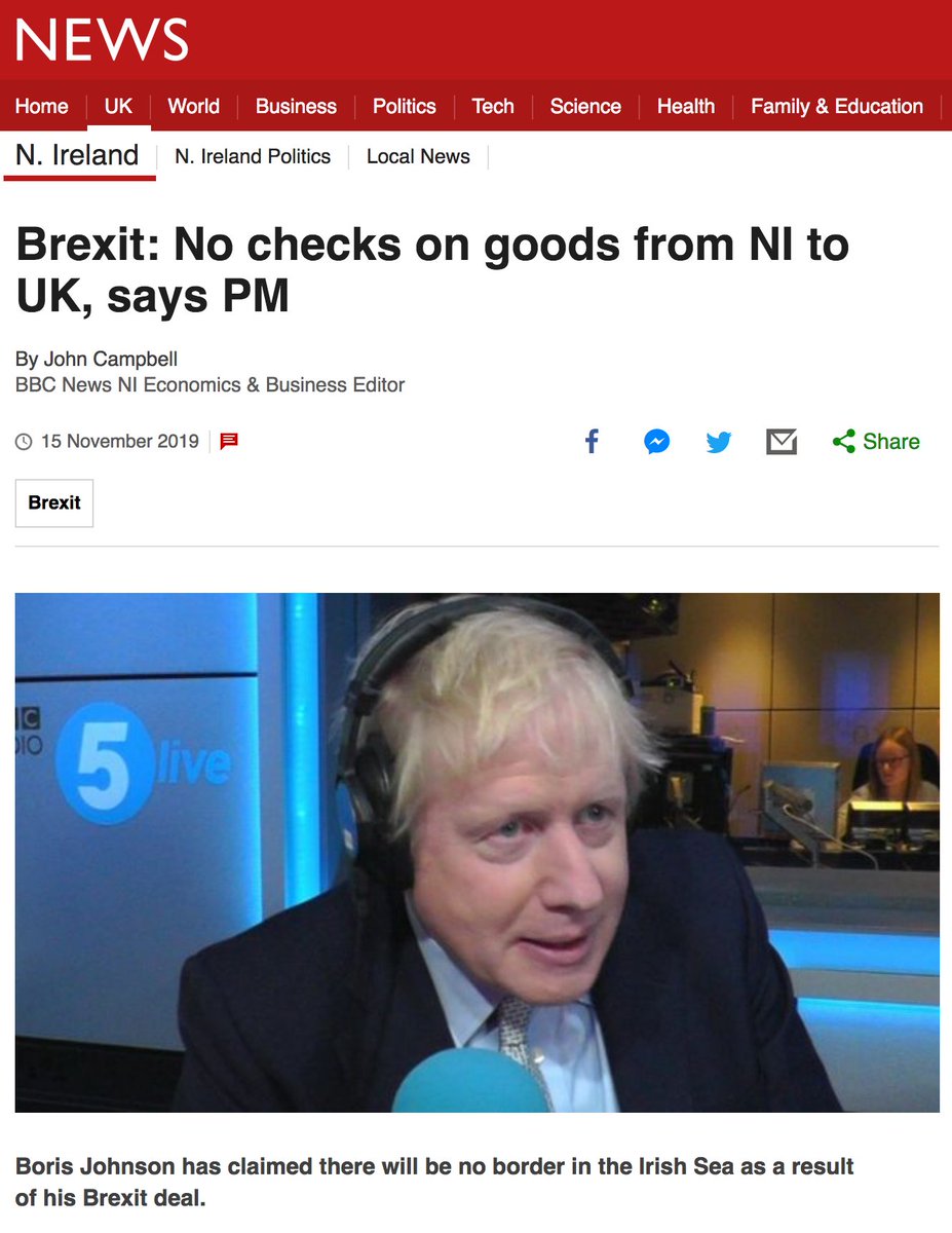 9/ In short, the issues surrounding Ireland and the GFA are egregiously and mandaciously misrerpresented without any acknowledgement of the history of Ireland or the wishes of the Irish people on either side of the border, or Johnson's false promises.