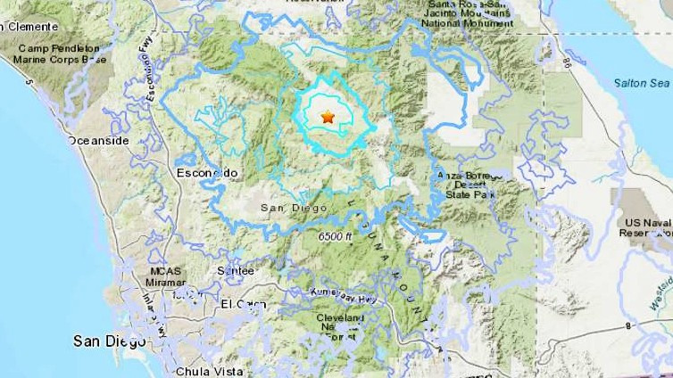 fox5sandiego's tweet photo. Another quake ⚠️ At least the third minor #earthquake felt around San Diego in as many days struck in rural northeast county Sunday morning. Did you feel this one? https://t.co/BCjU6vZr6O https://t.co/HZnrChlFyw