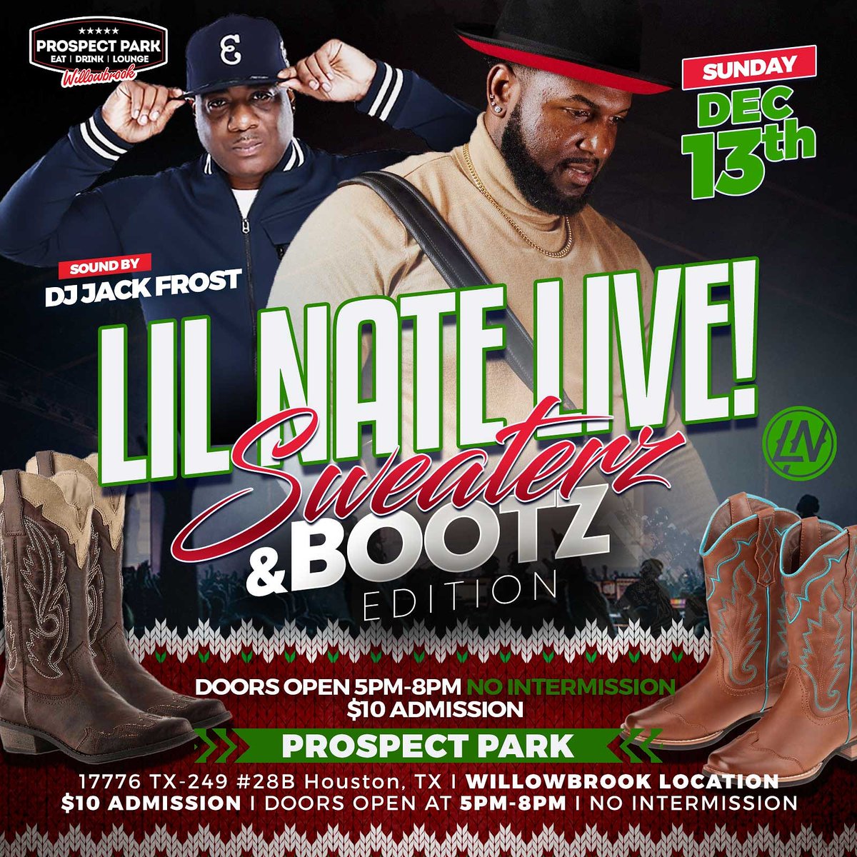 babyboyofzydeco's tweet photo. (Sweaterz &amp; Bootz Edition]
Lil Nate Live!
Sun.12.13.20
Prospect Park {Willowbrook Location}
[Zydeco Sundays] 10$ ADMISSION 
w/Dj Jack Frost
(17776 TX-249 #28B)
Houston, TX
5pm-8pm (No Intermission)

#prospectpark
#zydeco 
#lilnate 
#houston
#texas https://t.co/WS0g5McypC