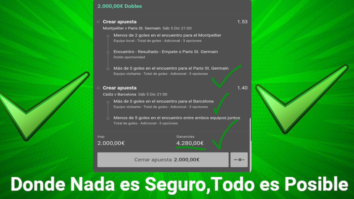🤑🤑 RACHA DE VERDES!!! Y YA ESTAMOS EN (+5,5 UDS.)

Y VAMOS POR MÁS.. 👇👌🤑