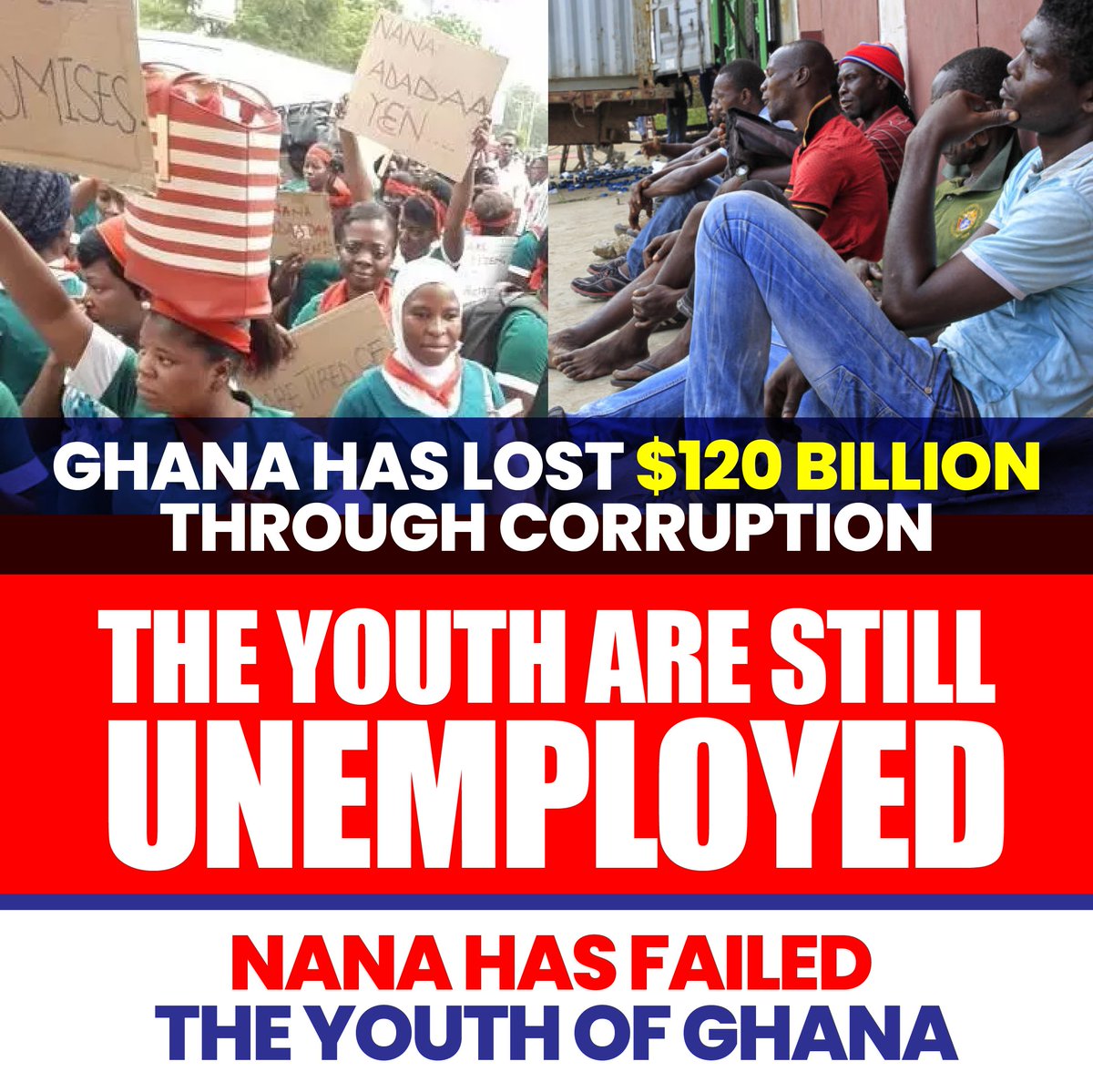 BrightM33172955's tweet photo. This picture speaks for itself, Nana Addo has disappointed the youth, pay him back come tomorrow, stop family and friends #mzbel Samini Akua Donkor President Zaha #VoteJohnMahama #GhanaFirst #WBACRY SSNIT #JennysglowXOzo #GoodWomanVoteNPP #akufoaddoisscam #KickNanaOut #iTrustJM https://t.co/OL5vXAdGzm