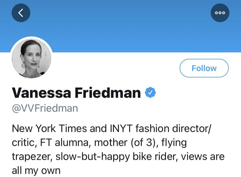 VANESSA FRIEDMANShe may not be a household name, but she pulled the strings behind the scenes for all fashion related stuff for the NYT.Btw, there are hundreds of accounts tied to NYT that have been hit. I suspect they were the first outlet to be busted.