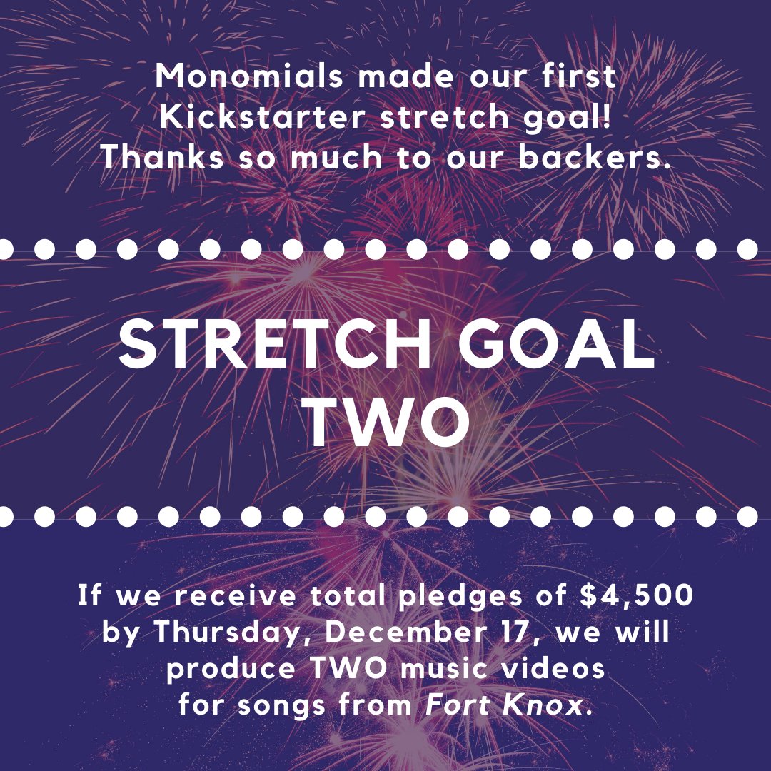 monomialsband's tweet photo. Thanks to amazing community support, we made our first @kickstarter stretch goal. Thank you to all our backers!

You could be among the first to receive CDs, stickers, and vinyl LPs when "Fort Knox" is released. Check out the rewards at https://t.co/rE9xJMMkPF. https://t.co/ZWsjZgl5AH