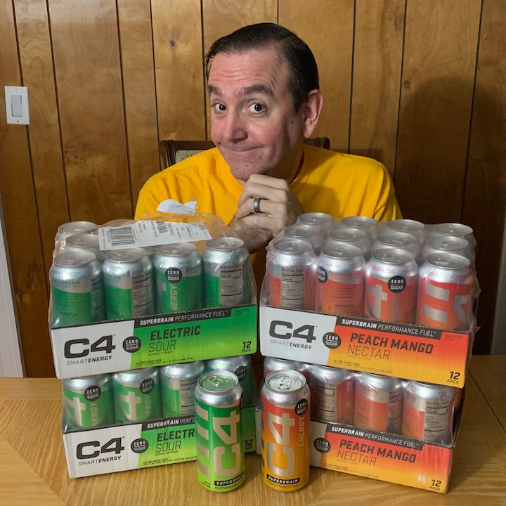 CaffeineMan1's tweet photo. Black Friday PT3: Got 4 cases of C4 Smart Energy! They say you are what you drink. Got these on super Sale from Vitamin Shoppe. With all the deals and coupons, we got these for $1.25 a can, shipped! #c4onthego #c4smartenergy #caffeineman1 #nootropics https://t.co/g6OHPfYJGk
