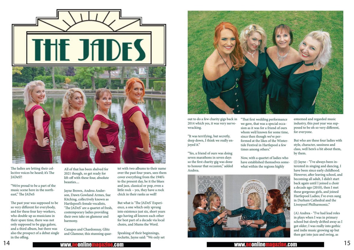 petermannwriter's tweet photo. Recently caught up with these four beauties in Jayne, Andrea, Dawn and Sue, better known as @TheJADeS4 as we chatted about their respective stories, music, this year, and what's that you say, something 'new' to come - read more in @NEOnlineMag1 (pp14-17) https://t.co/0mGSvko9ZC https://t.co/AF5bdQOS4F