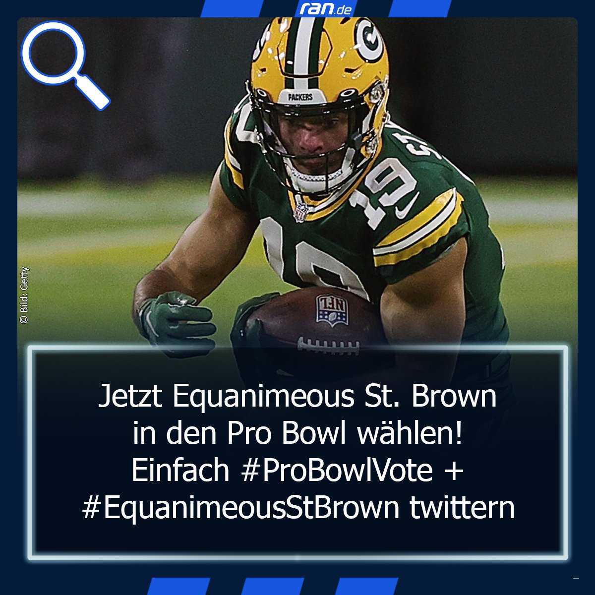 Wollt ihr <a href="/Equanimeous/">Equanimeous</a> im Pro Bowl sehen? Dann einfach diesen Tweet retweeten oder selbst twittern: 

"#ProBowlVote + <a href="/Equanimeous/">Equanimeous</a>" 

Und schon zählt eure Stimme! #ranNFL