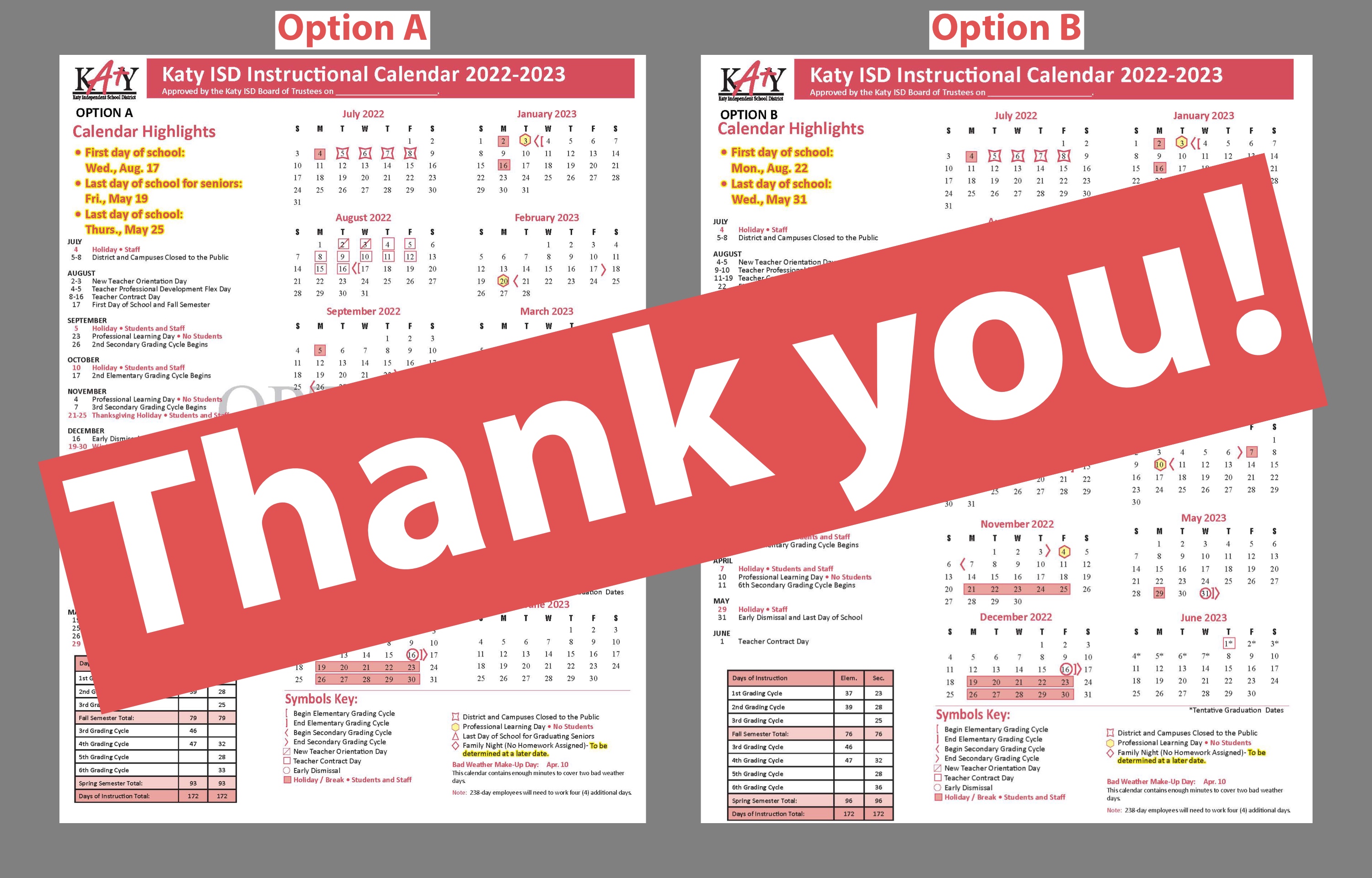 Katy Isd On Twitter: "Thank You To Everyone Who Responded To The 2022-2023 Instructional Calendar Survey! The Survey Results Will Be Presented At The Next Regular Board Meeting. #Katyisd Https://T.co/Guyuewe9E2" / Twitter