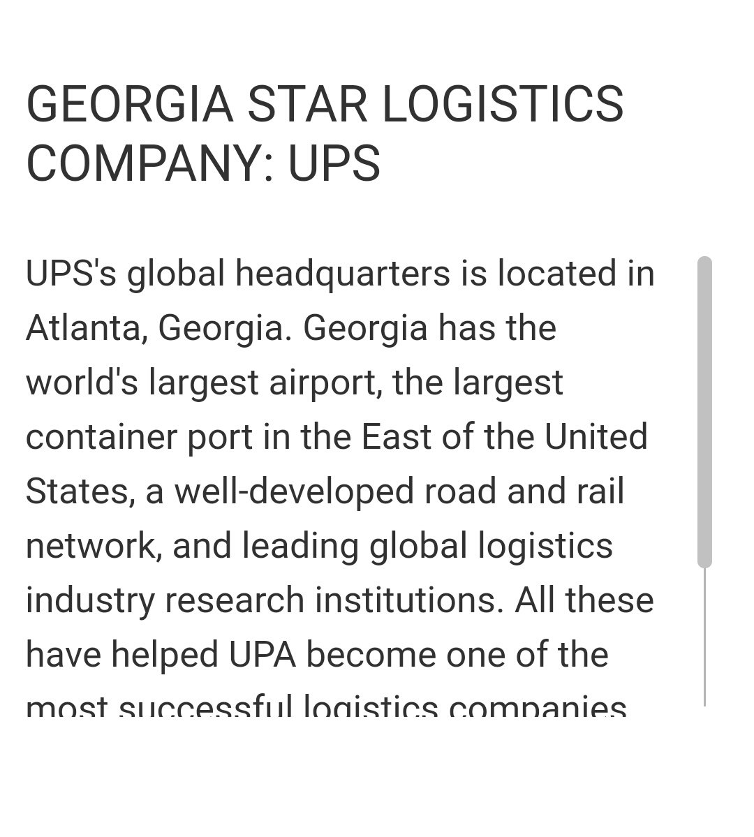11. Georgia star logistics company: UPS