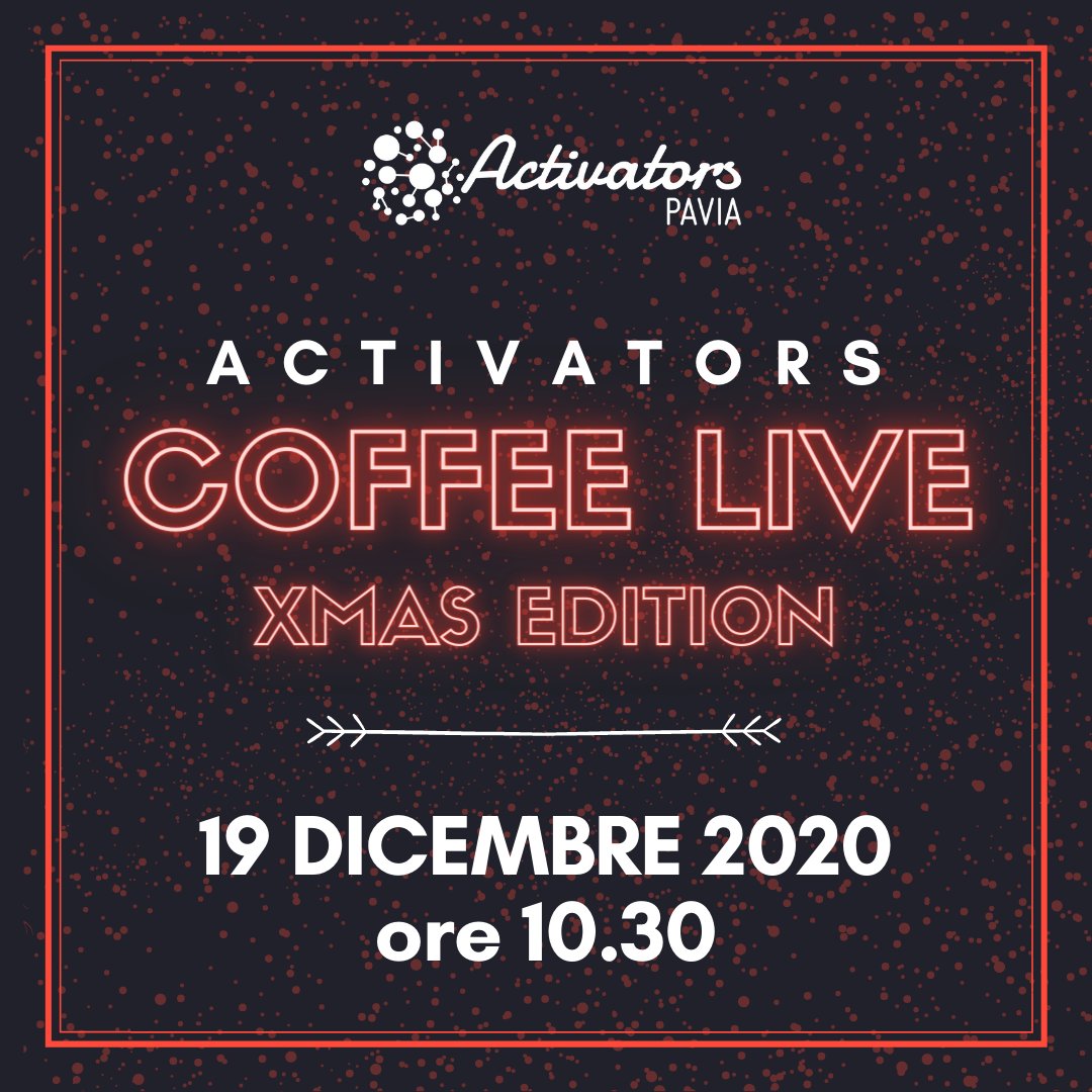 Terminiamo questo anno insieme con l’ultima Coffee Live targata Activators, il nostro format più conosciuto!

Link per registrarsi: bit.ly/ActivatorsXMAS…

#networking #activatorspavia #breakfast
