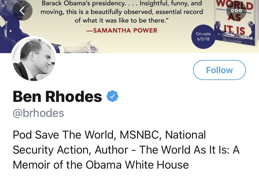 BEN RHODESWell known in political/journalism circles. Someone even suggested to me he would make a good SOS pick for Biden. Not from Gitmo he won’t be.