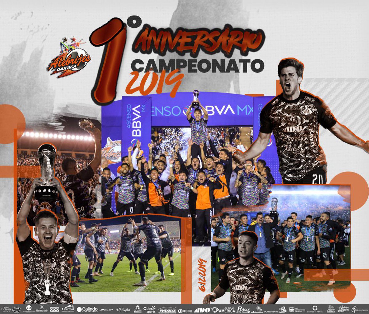 AlebrijesOaxaca's tweet photo. Se cumple 1 año de nuestro 2do campeonato 🏆 en un gran torneo el #Apertura2019 al concluir de líderes. En un intenso duelo en el #TemploAlebrije🏟 🆚 @CA_Zacatepec alcanzábamos nuestra segunda estrella 🌟 

#AlebrijesEsOaxaca💚🖤🧡 #Alebrijes🦗 https://t.co/rpeNEH6kLj
