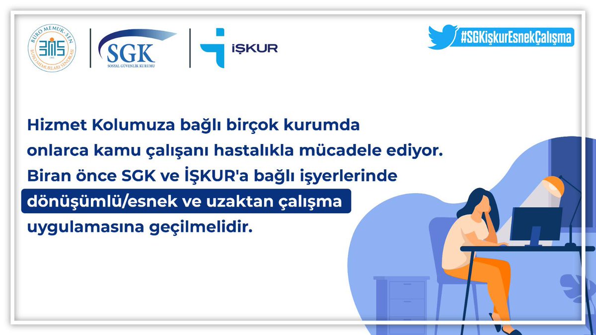 #SGKişkurEsnekÇalışma
<a href="/ZehraZumrutS/">Zehra Zümrüt Selçuk</a>
<a href="/yusufyazgan37/">Yusuf YAZGAN</a>
<a href="/ailevecalisma/">Cshabakanligi</a>
<a href="/sgksosyalmedya/">SGK</a>
<a href="/TurkiyeIsKurumu/">İŞKUR</a>