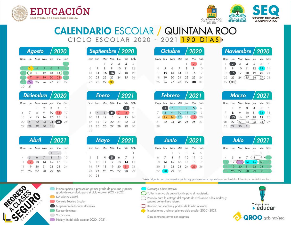 EscuelasCancun's tweet photo. #EducacionQR: Consulta el calendario del ciclo escolar 2020-2021 de Educación Básica para el estado de Quintana Roo. Ingresa a https://t.co/3S8zlF5HEn https://t.co/OMDP40nwlo