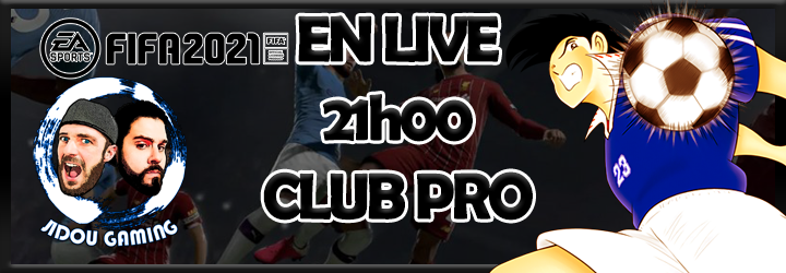 ⚽⚽⚽ CE SOIR 21 H FIFA 21 CLUB PRO ⚽⚽⚽

Pas envie de te taper Metz Lyon ou le mec à a la carte vitale Gold ?😒😒😒
Rejoins nous sur la chaine JidouGaming pour une soirée Club PRO FIFA 21 !
<a href="/LBP_Galeek/">LΣ G 🇫🇷</a> @bam_papy @BAM_FC_officiel @bam_papy 

21H - 23H twitch.tv/jidougaming