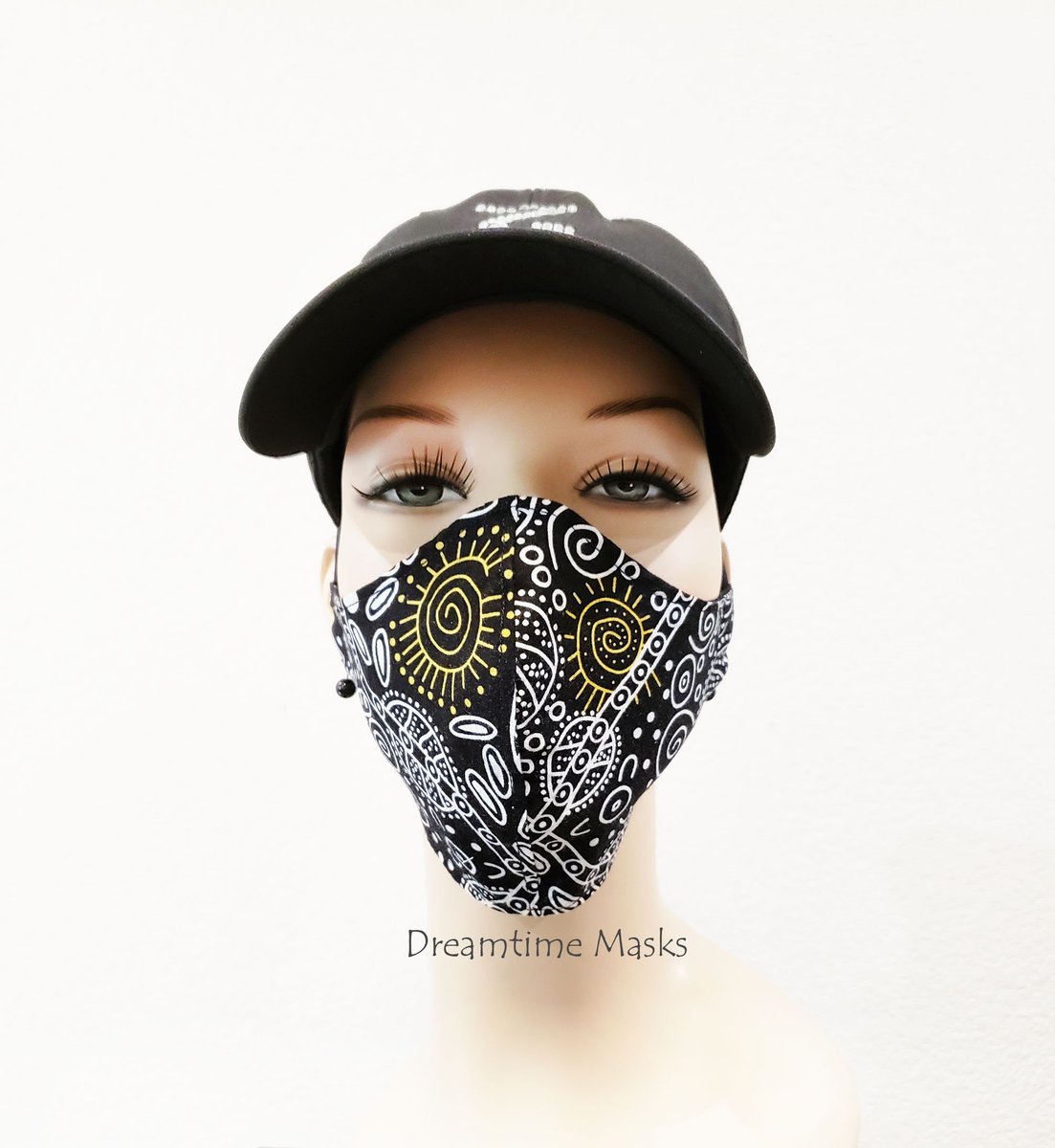 Colorful Aboriginal Art Print Face Mask With Toggle Black and White Adjustable Face Covering Over The Head Mask Bush Tucker tuppu.net/3c9938db #wearthedamnmask ##socialdistancing #covid #stayhome #facemask #facemasks #mask