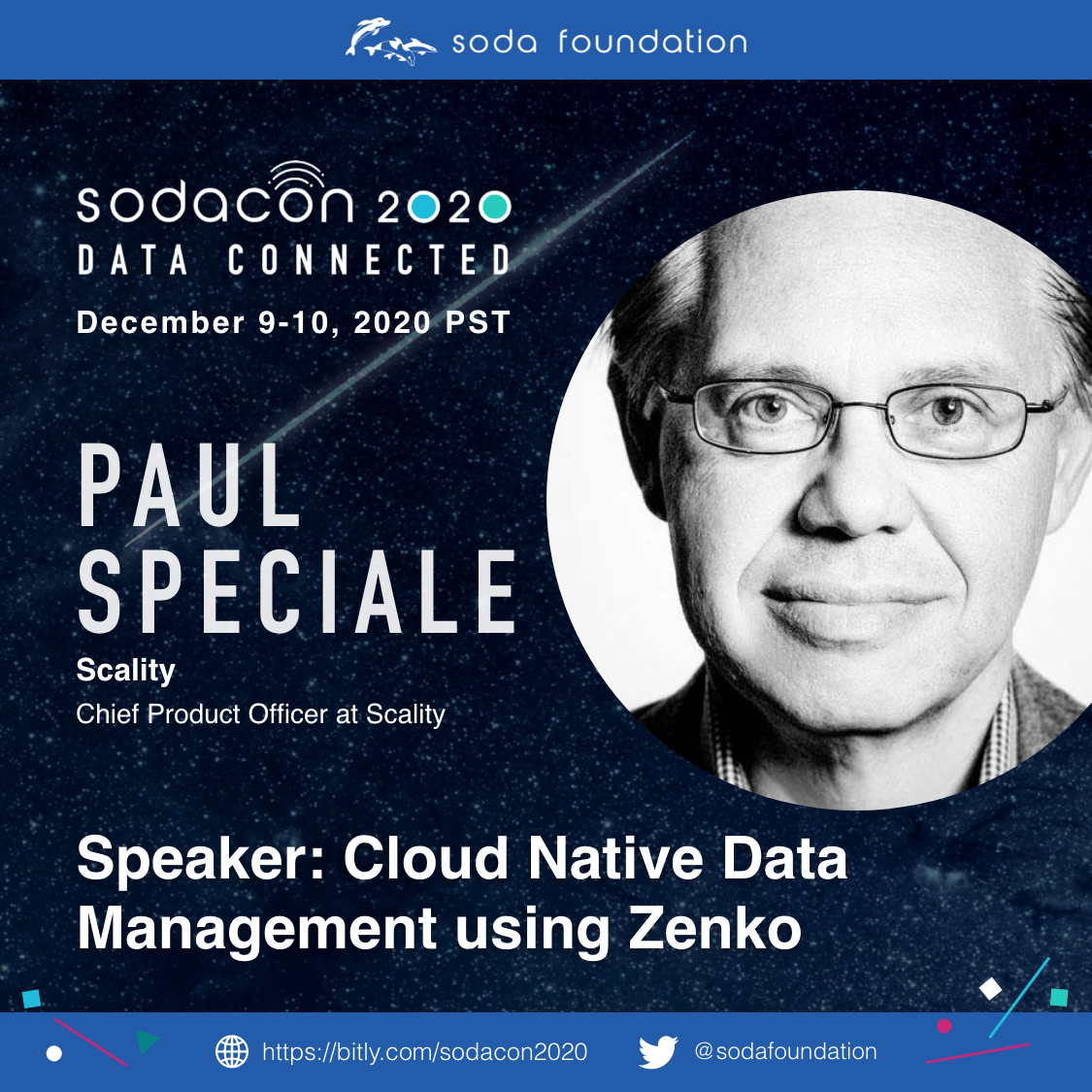 sodafoundation's tweet image. The next talk on day 1 of #sodacon2020 is Cloud Native Data Management using Zenko by Paul Speciale &amp;amp; Nicolas Trangez @eikke . Learn how it can provide context for the multi-cloud use-cases that SODA will address.
More: sodafoundation.io/events/sodacon…
#OneDataFramework