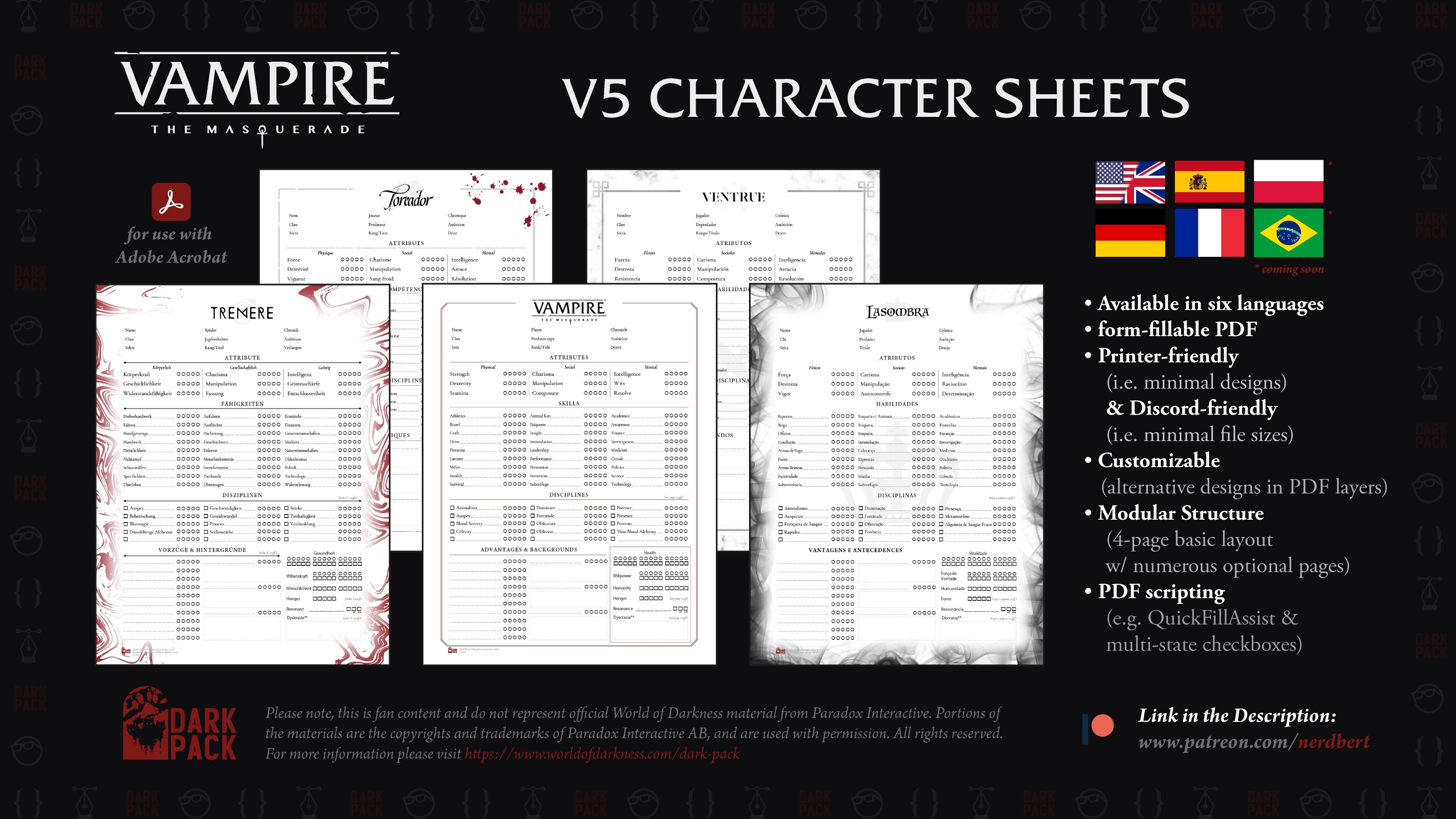 Nerdbert on X: It's time to share my V5 character sheets with the