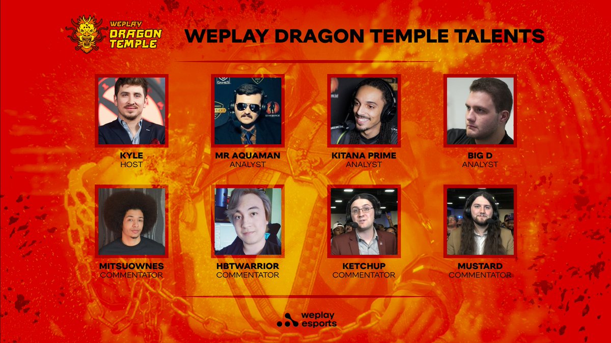 WePlayUFL's tweet image. You have long waited for them, but now they’re here!

Please, welcome our English Broadcast Talents Team for WePlay Dragon Temple! 🎙️ 

go.weplay.tv/W4RMN

#weplayMK11 #weplayTemple