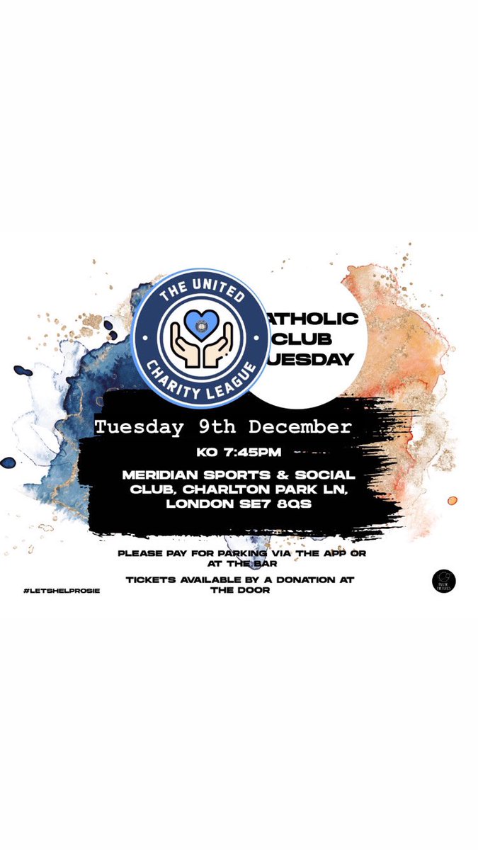 The Peoples FC (MHM.)🧠🗣#Mentalheathmatters. (@peoples_fc) on Twitter photo Looking forward to another <a href="/TheUCL_/">The Voltra Sports United Charity League</a> fixture.
All proceeds from our games up till February will be going towards helping @Rosies_Legs with her physio therapy and anything else that she needs.#Forrosie
Big up to <a href="/CatholicClub_SE/">Catholic Club</a> and <a href="/Meridian_SSC/">Meridian Sports Club</a> for helping to get this game on Looking forward to another <a href="/TheUCL_/">The Voltra Sports United Charity League</a> fixture.
All proceeds from our games up till February will be going towards helping @Rosies_Legs with her physio therapy and anything else that she needs.#Forrosie
Big up to <a href="/CatholicClub_SE/">Catholic Club</a> and <a href="/Meridian_SSC/">Meridian Sports Club</a> for helping to get this game on