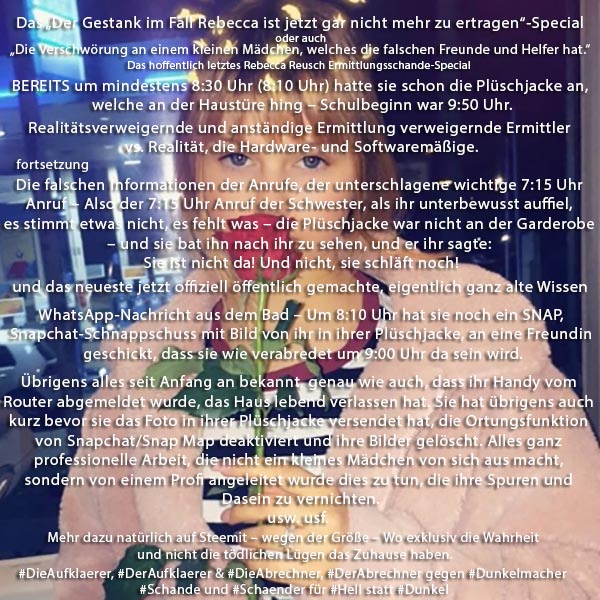 OriginalWil's tweet photo. Das „Der Gestank im Fall Rebecca ist jetzt gar nicht mehr zu ertragen“-Special. 😔 oder auch
„Die Verschwörung an einem kleinen Mädchen, welches die falschen Freunde und Helfer hat.“ 😔
https://t.co/8jbjTjFQRC
#findbecci, #rebecca & #freeflorian #medien #presse #RebeccaReusch https://t.co/nGHqdsjJwQ