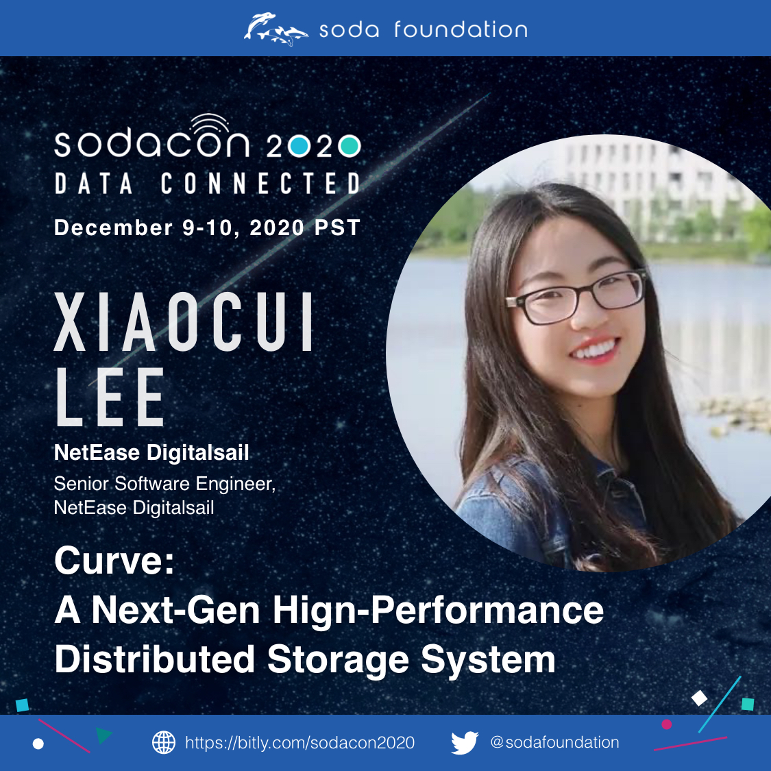 sodafoundation's tweet image. The first of the Ignite talks on day 1 of #sodacon2020 is by Xiaocui Lee. Get a brief introduction of Curve project from NetEase &amp;amp; learn about the key features &amp;amp; architecture. 
More: sodafoundation.io/events/sodacon…
#OneDataFramework