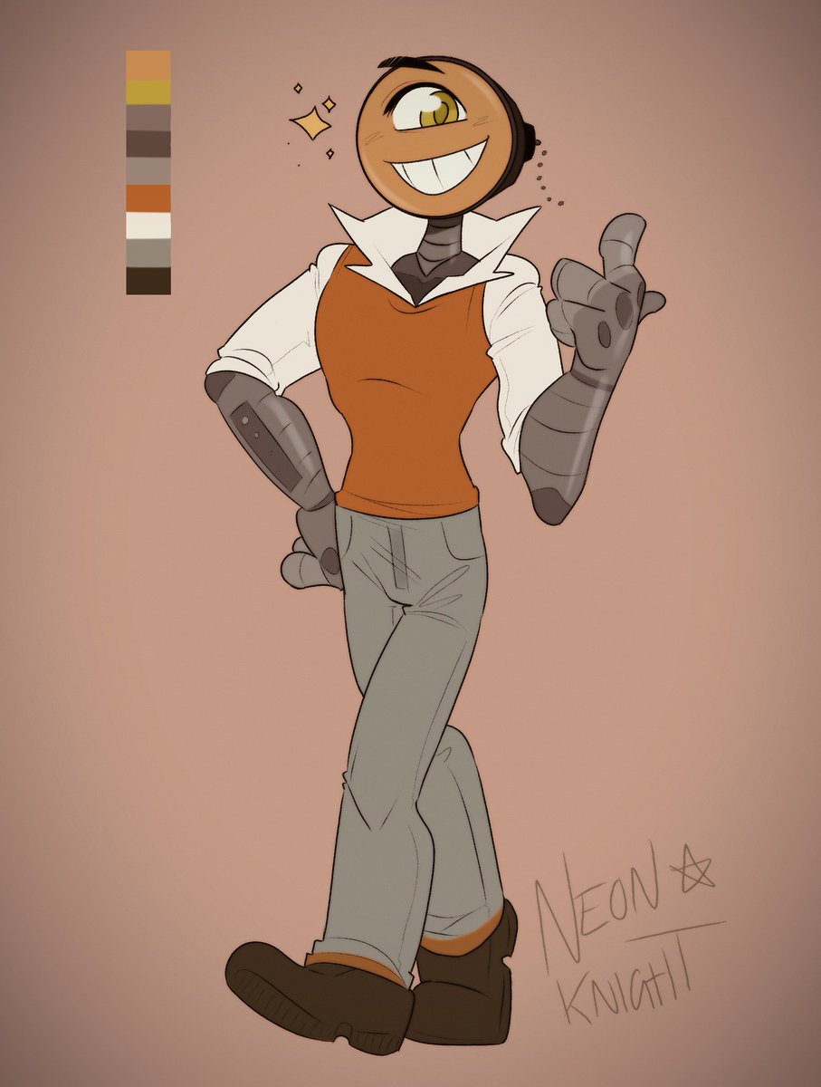 xNeonKnight's tweet image. Updated ref of my boy Lucian, aka Smitty. I just love him so much 🥺❤ I'm super happy with how this came out! ❤❤❤ - please do not reupload/trace/steal 

#myoc #oc #lighthead #objecthead #light #robot #cyclops #cutie