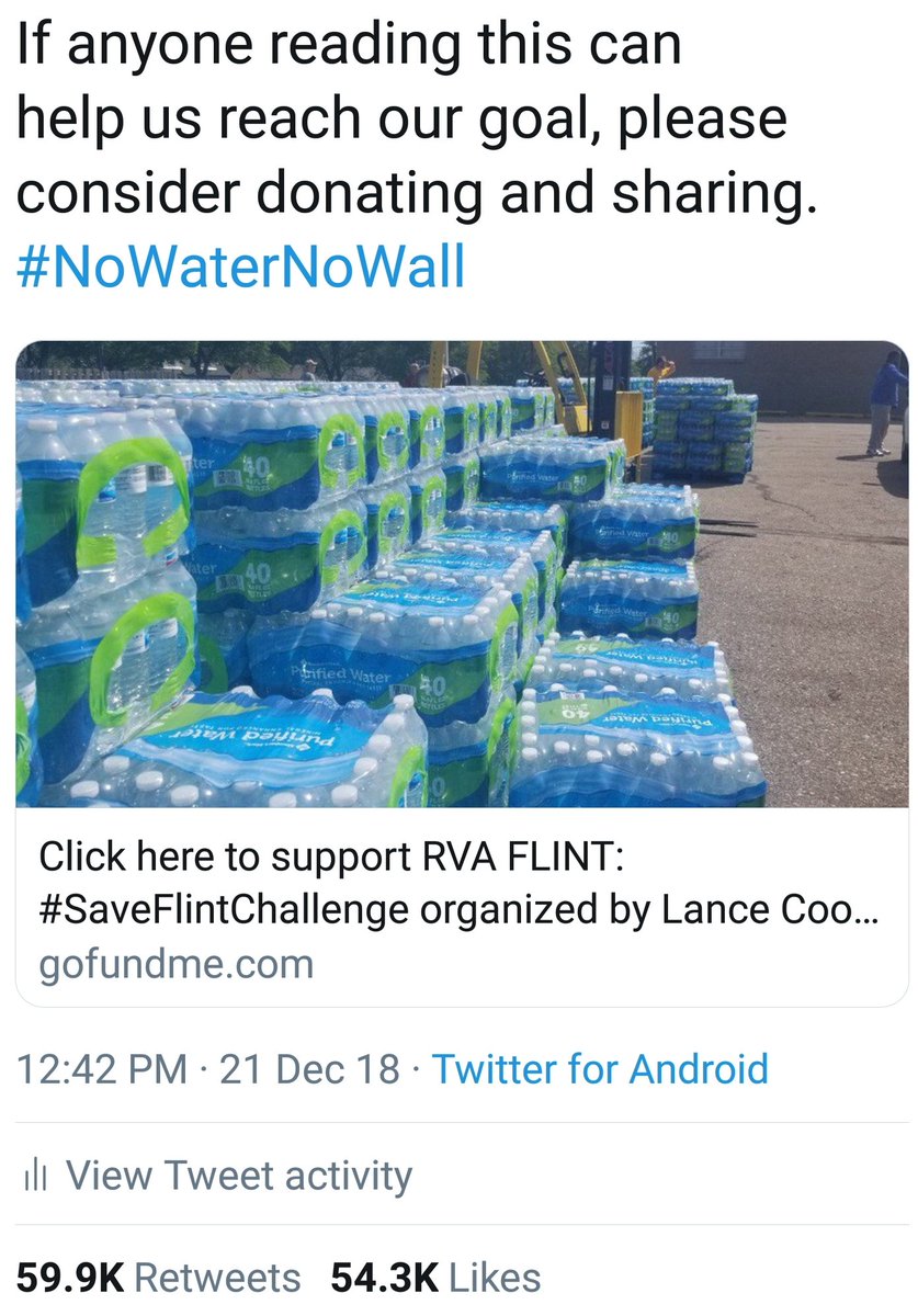 When we first launched our clean water mission over 59k people were generous enough to retweet our campaign. Help us gain that same momentum during COVID. People are suffering & together we can make a difference.  #WaterThePlanet  https://www.gofundme.com/f/rva-flint-saveflintchallenge