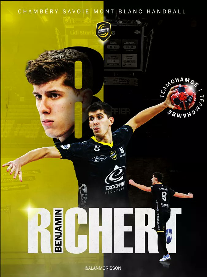 AlanMrsn's tweet photo. - Occupation du week-end 💭

@richrtbenjamin
Meilleur buteur de la @TeamChambe en @LidlStarligue 🤾‍♂️

#teamchambé #sportdesign #design #graphicdesign #photoshop https://t.co/AERxiB3cFO