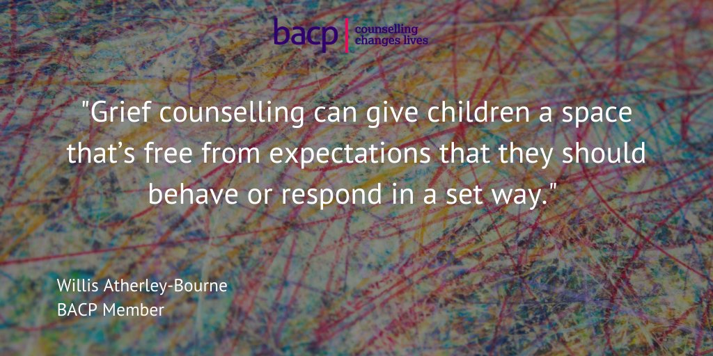 BACP's tweet photo. #NationalGriefAwarenessWeek runs from December 2nd to 8th. In this piece, our member Willis Atherley-Bourne explains how grief counselling can help children explore and understand their feelings about a bereavement. https://t.co/HPwhYogOQJ
#NGAW2020 https://t.co/MTD5dao8TK