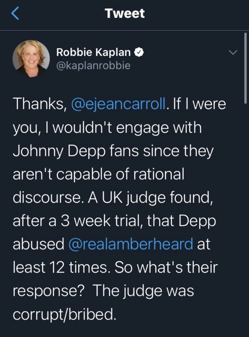 80sDepphead's tweet photo. Imagine telling an entire community of abuse survivors, mental health professionals, attorneys, etc who know every bit of evidence backwards & forwards that they are incapable of rational discourse.
Berta dear, this isnโt going to age well.
#JusticeForJohnnyDepp https://t.co/uQ4LFq0J71