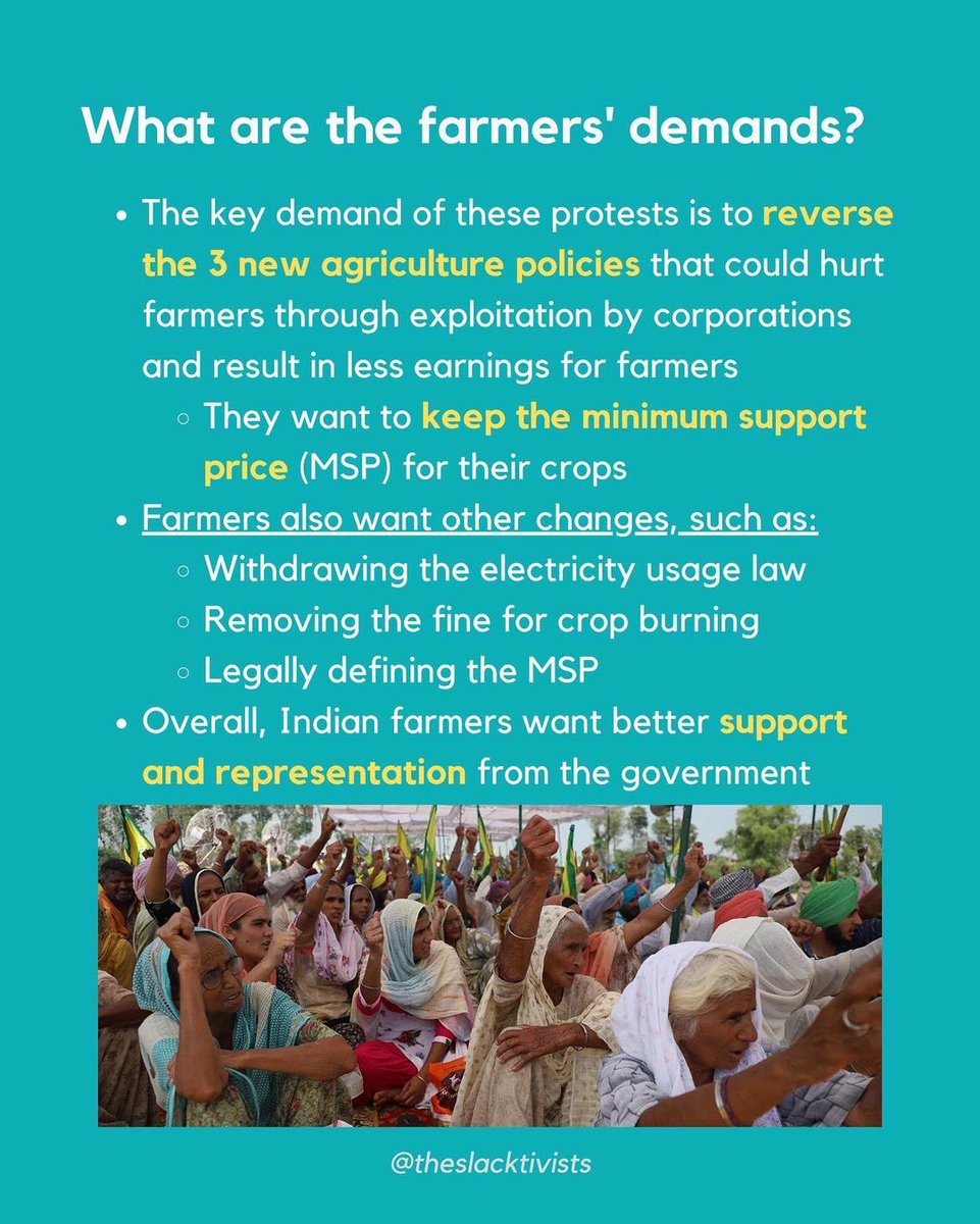 Millions of Indian farmers are marching towards Delhi demanding that the Indian government abolish 3 new farming and deregulation laws that could jeopardize the livelihoods of farmers across India. Here’s what you need to know. #FarmersProtest  #DelhiChalo2/3