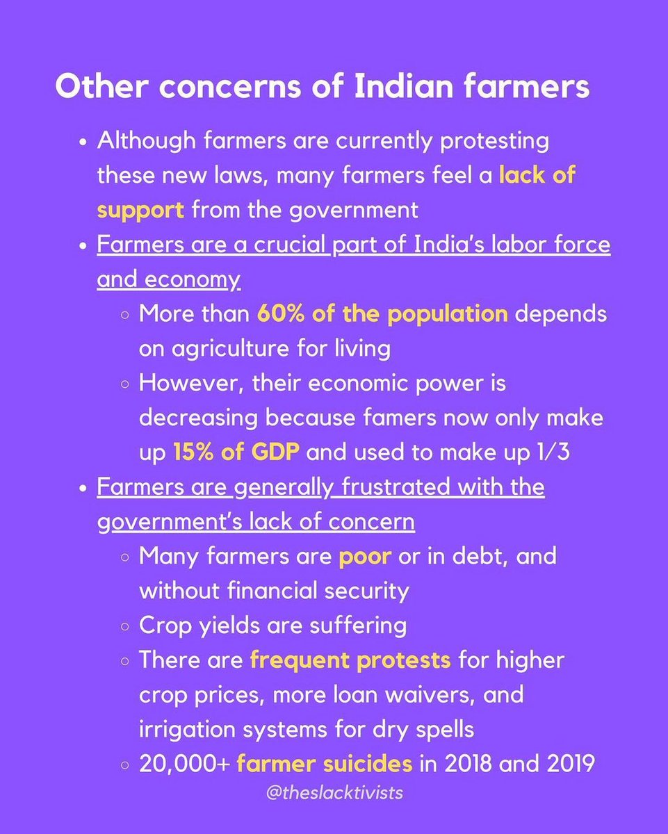 Millions of Indian farmers are marching towards Delhi demanding that the Indian government abolish 3 new farming and deregulation laws that could jeopardize the livelihoods of farmers across India. Here’s what you need to know. #FarmersProtest  #DelhiChalo2/3