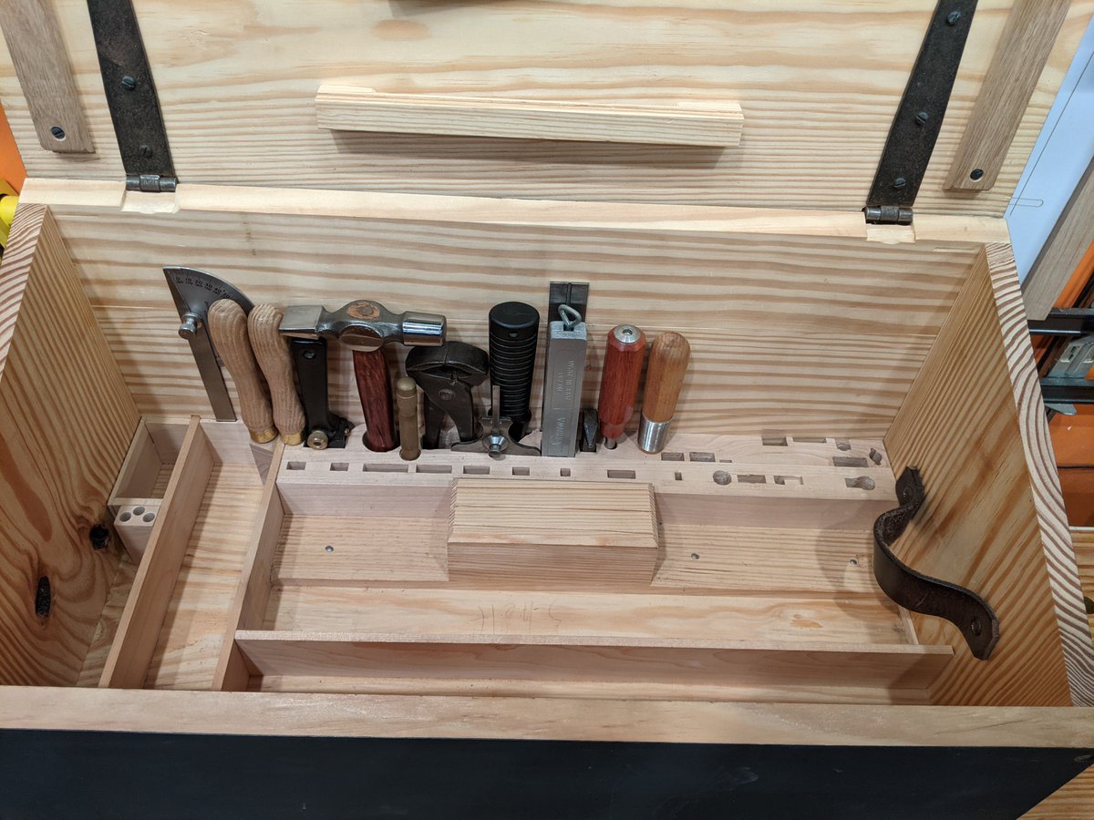 Veritas drawbore pin for reaming drawbored tenon joints, and a carbide burnisher for turning hooks on scrapers. The burnisher is a 3/8" ball-end carbide end-mill embedded in a Nicholson file handle.