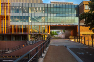 Bryan Hall and the Forest Park Parkway overpass (Photo: Jim Diaz Photography)