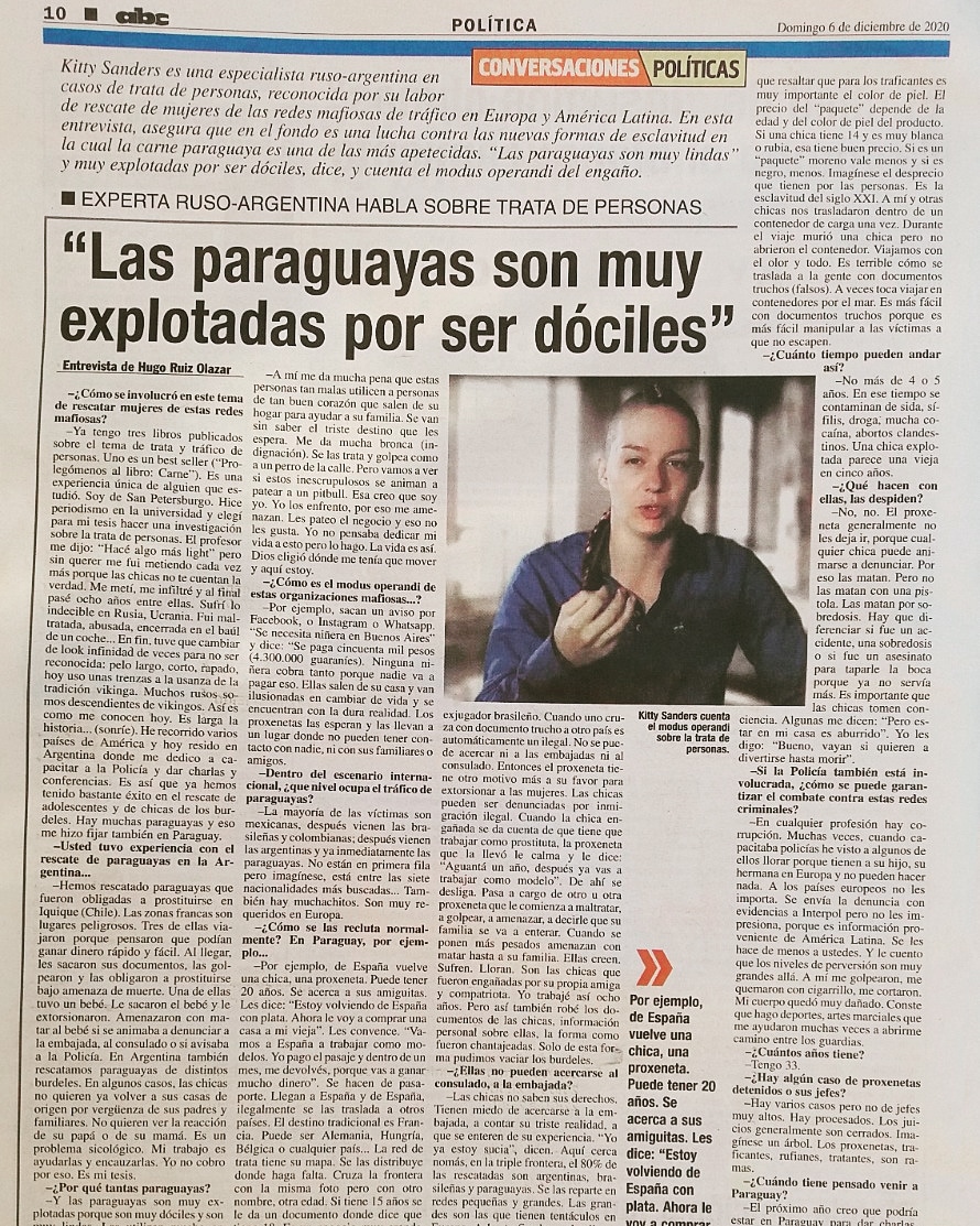 kisanders's tweet photo. Entrevista mía para el diario "ABC" del Paraguay sobre problemática trata y tráfico de personas.
Link:
https://t.co/bmyaJY6H8l
#TrataZero #tratazerotolerancia #kittysanders #diario #diarioabc #paraguay #nota #artículo #entrevista #TrataDePersonas #nomastratadepersonas https://t.co/enC0V5sFup