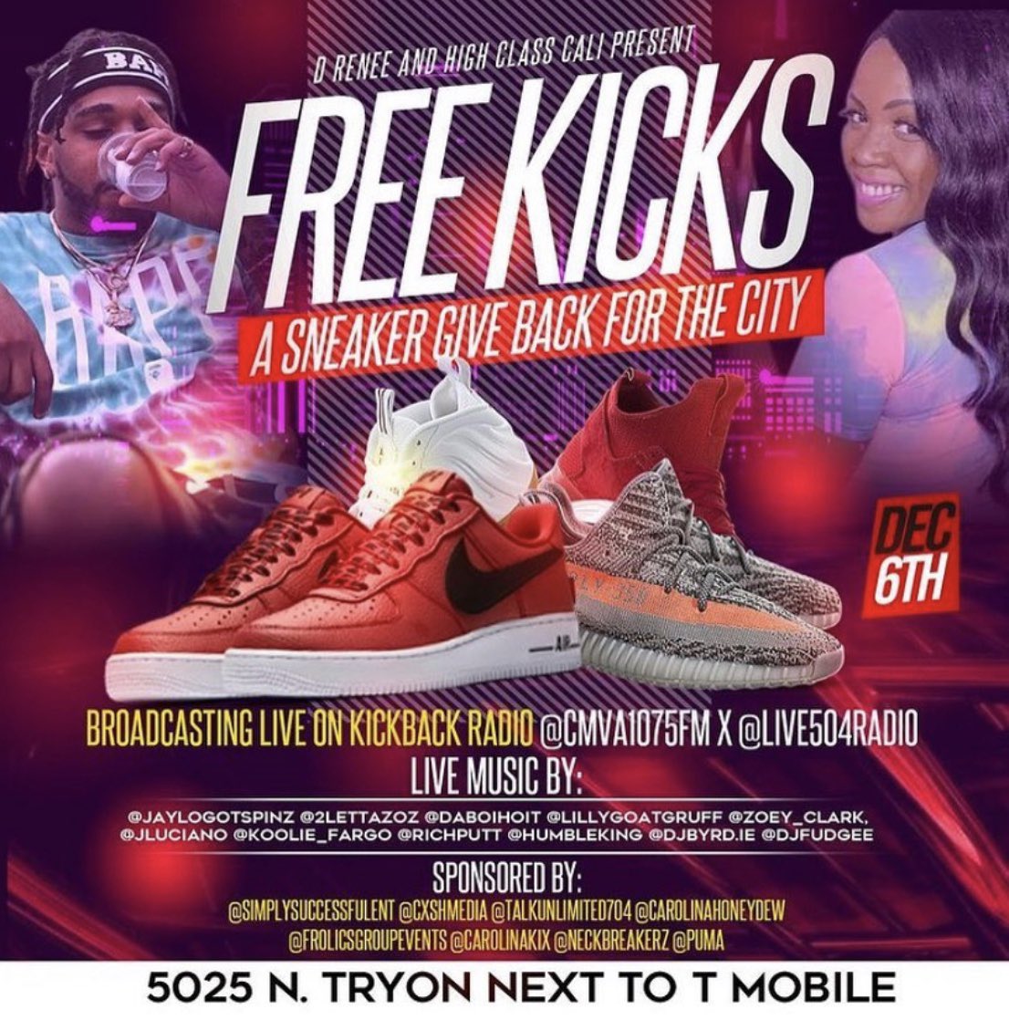 #communitygiveback #freesneakers today 3PM-7PM 5025 N. Tryon St #charlottenc 
.
.
.
.
#jordans #yeezy #nike #addidas #reebok #newbalence #skechers #freekicks #donate #communityservice #charlottenc #northcharlotte #queencity #clt #cltblackowned #cltgiveaway