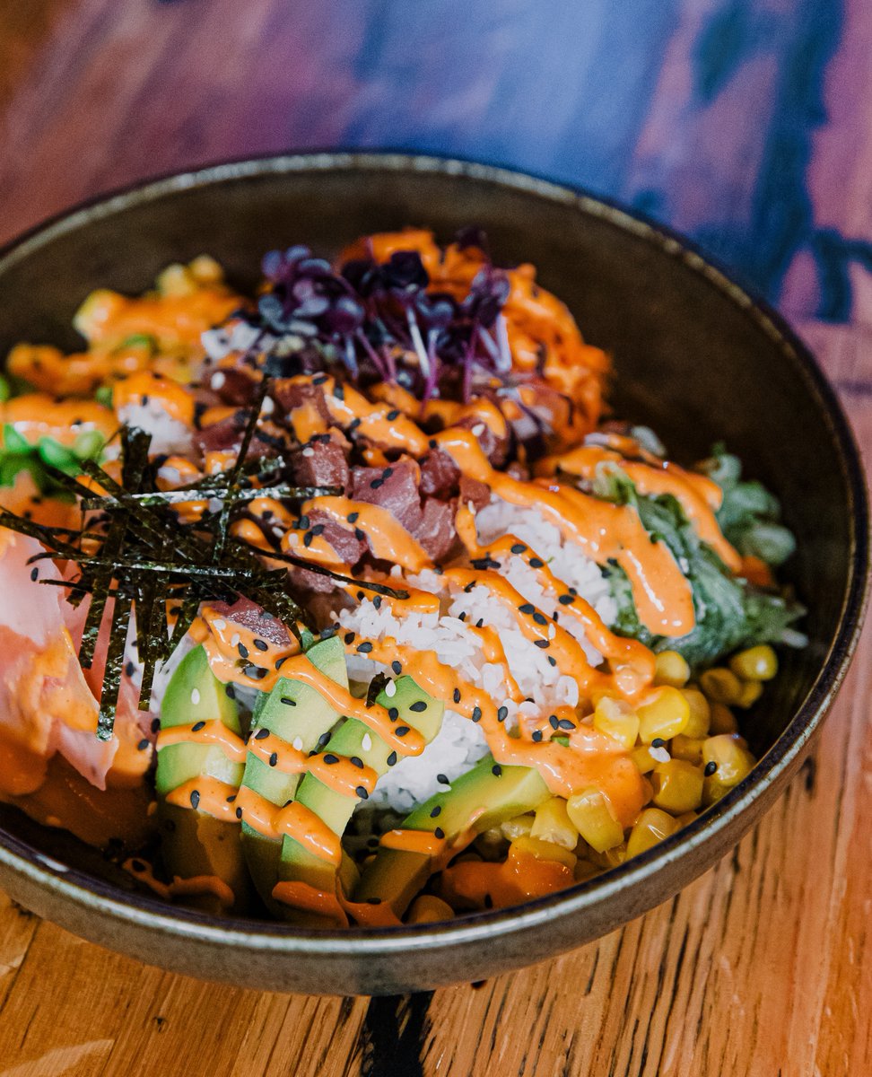 Our new + improved poké bowl is LOADED with healthy deliciousness.😍 Perfect for Taik-out or dining in!🥗 

🎊TAIK-OUT DEETS-⁠
Call us and place an order for pickup. Come grab it and receive 10% OFF your order!🛍️⁠
📞(403)454-1843⁠
📍3851 Manchester Rd SE⁠