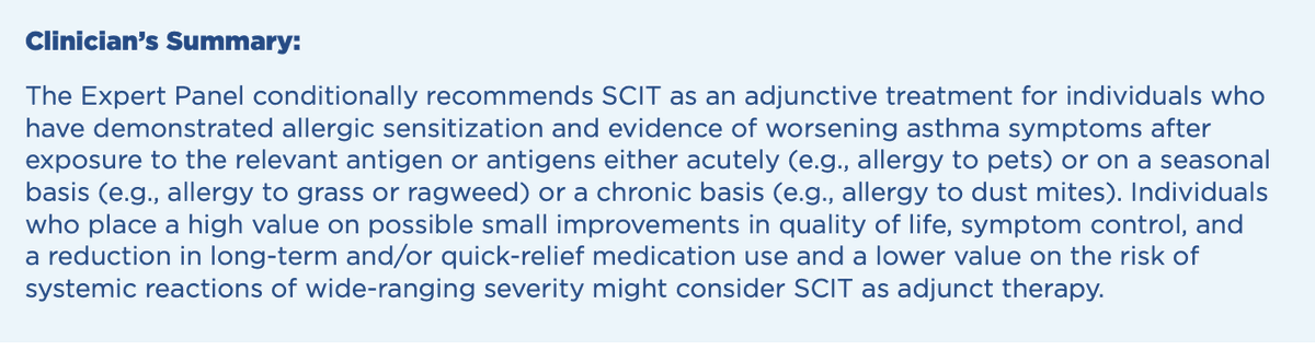 New 2020 asthma guidelines recommend considering allergy shots for those with persistent asthma who have:-Recurrent symptoms with exposure-Failed/don't want medications-Understand risks/benefitsNeed to have well controlled asthma to reduce risk for shot reactions