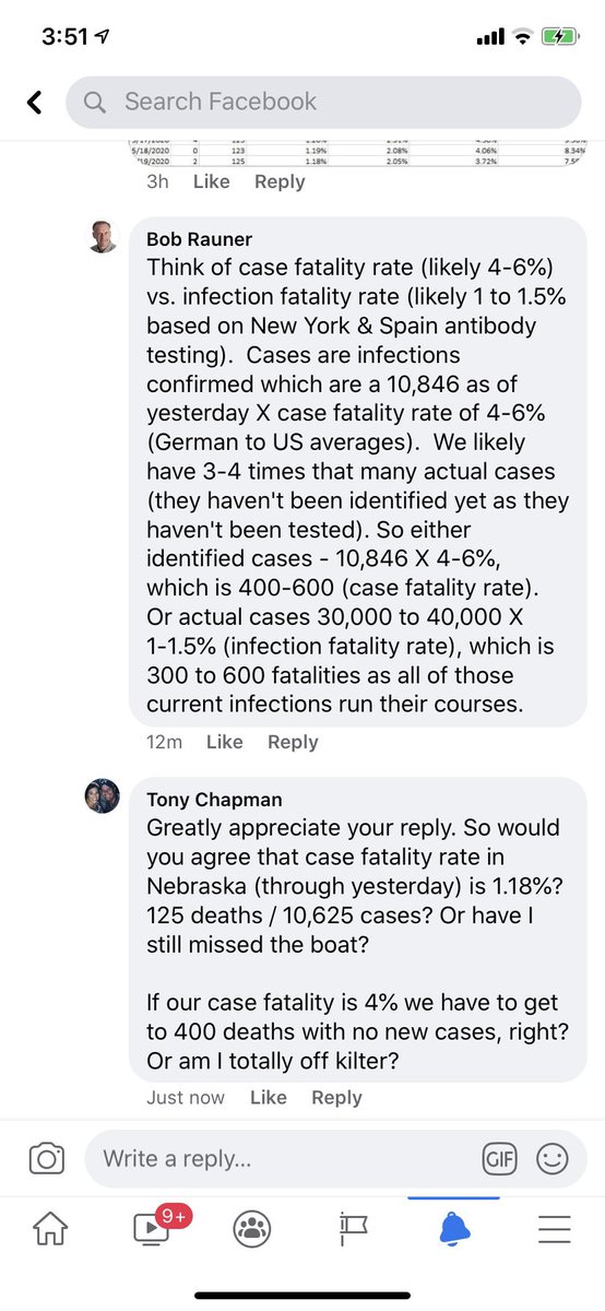 Here is that conversation. The argument at the time was at 10,000 cases, Nebraska had 123 deaths. At that rate, 500 deaths wasn’t going to come until approximately 35,000 cases. 500 deaths came FIVE MONTHS LATER, October 5th. 4/