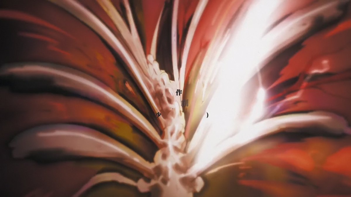 We can see the spine building up from the explosion - violence breeds life in retaliation & hatred, which then manifests its own form (also a clever foreshadowing I believe)