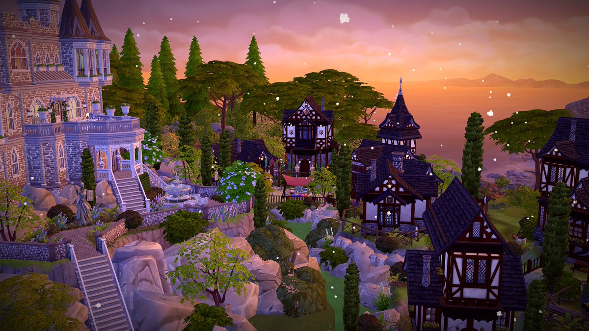 SimandaB's tweet photo. My newest build: The castle on the hill looks over a little market town! Fully furnished and available on the gallery https://t.co/o4b0G8hacb 

#ShowUsYourBuilds #Sims4 #nocc #TheSims4 #SimsCreatorsCommunity https://t.co/f3VUQIKktR